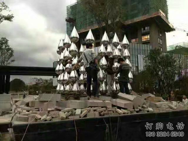 房地產水珠雕塑廠家 剪影淚滴雕塑 鍛造雕塑