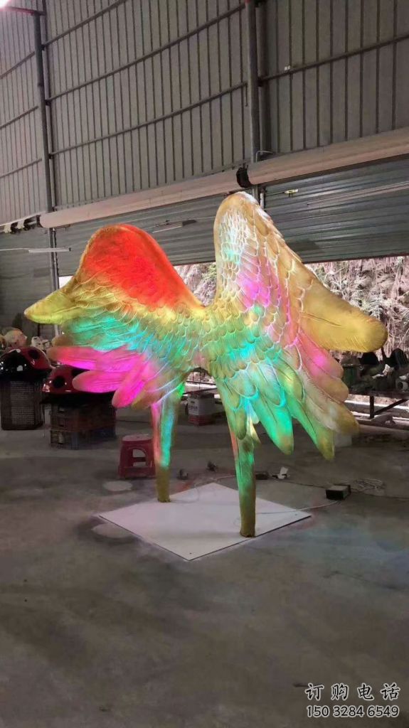 售樓部翅膀雕塑廠家，噴砂發光雕塑，烤漆題材