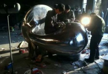 不銹鋼公園水珠雕塑 戶外淚滴雕塑 抽象雕塑