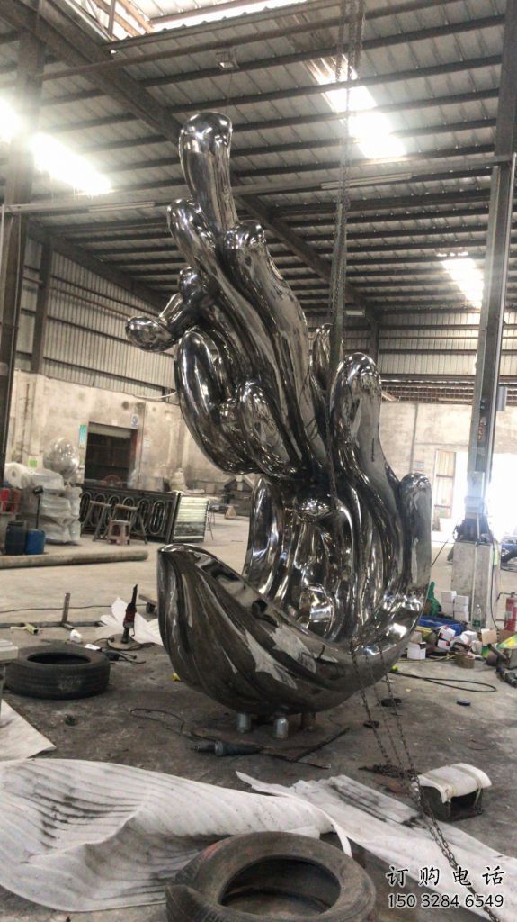 校園浪花雕塑效果圖 啞光海浪雕塑 景觀波浪雕塑