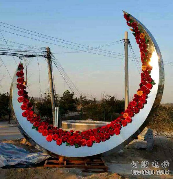 售樓部月亮雕塑生產商，噴砂發光雕塑，烤漆題材