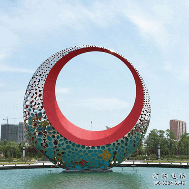 小區(qū)月亮雕塑加工商，拉絲景觀雕塑，抽象效果