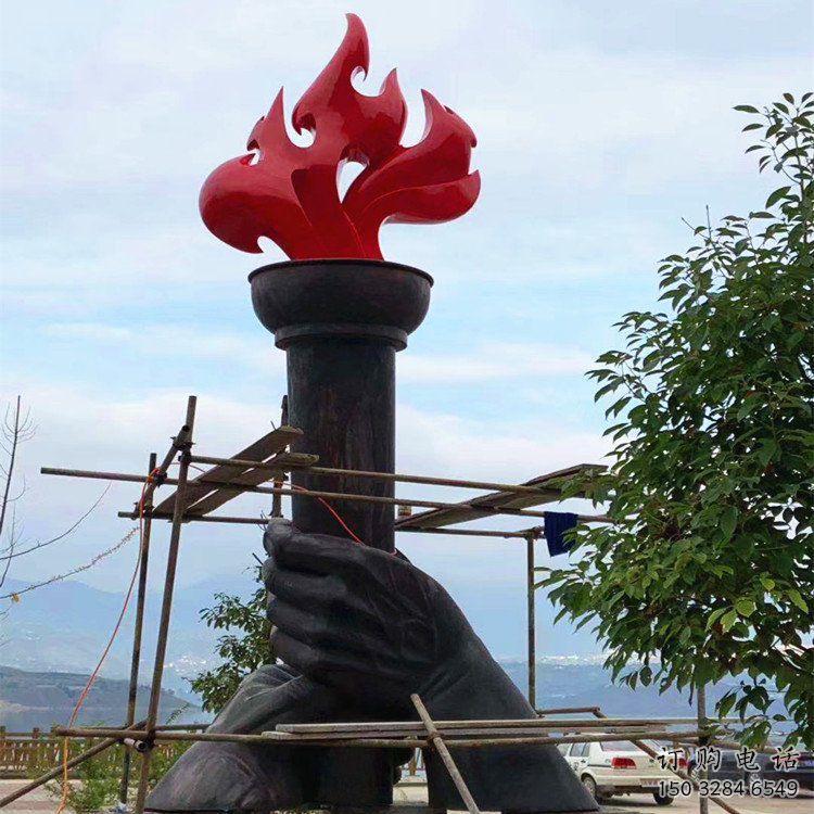 大門口火焰雕塑供應廠家 發光公園小品 仿真雕塑