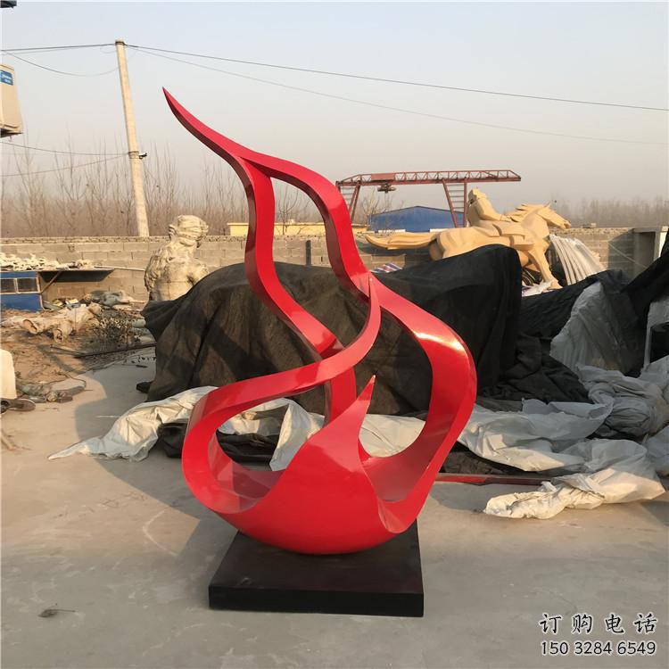 街頭火焰雕塑供應商 大型別墅區擺件 鋼管雕塑