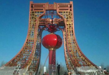 商業街燈籠雕塑制造商 烤漆雕塑 彩繪雕塑