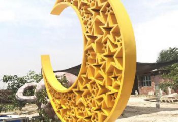 步行街月亮雕塑廠家，鍛造景觀雕塑，鏤空方式