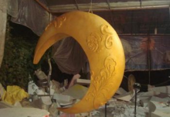 景區(qū)月亮雕塑加工廠家，鍍金歐式雕塑，鐵藝材質(zhì)