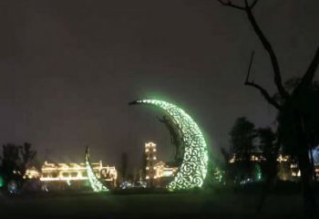 景觀月亮雕塑加工廠家，鍍銅景觀雕塑，鍍銅工藝