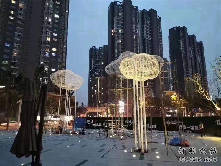 鋼管云梯雕塑 異形噴水梯子雕塑 農村云朵雕塑效果圖