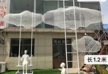 拉絲云梯雕塑 鏤空創意云朵雕塑 別墅區云朵雕塑效果圖