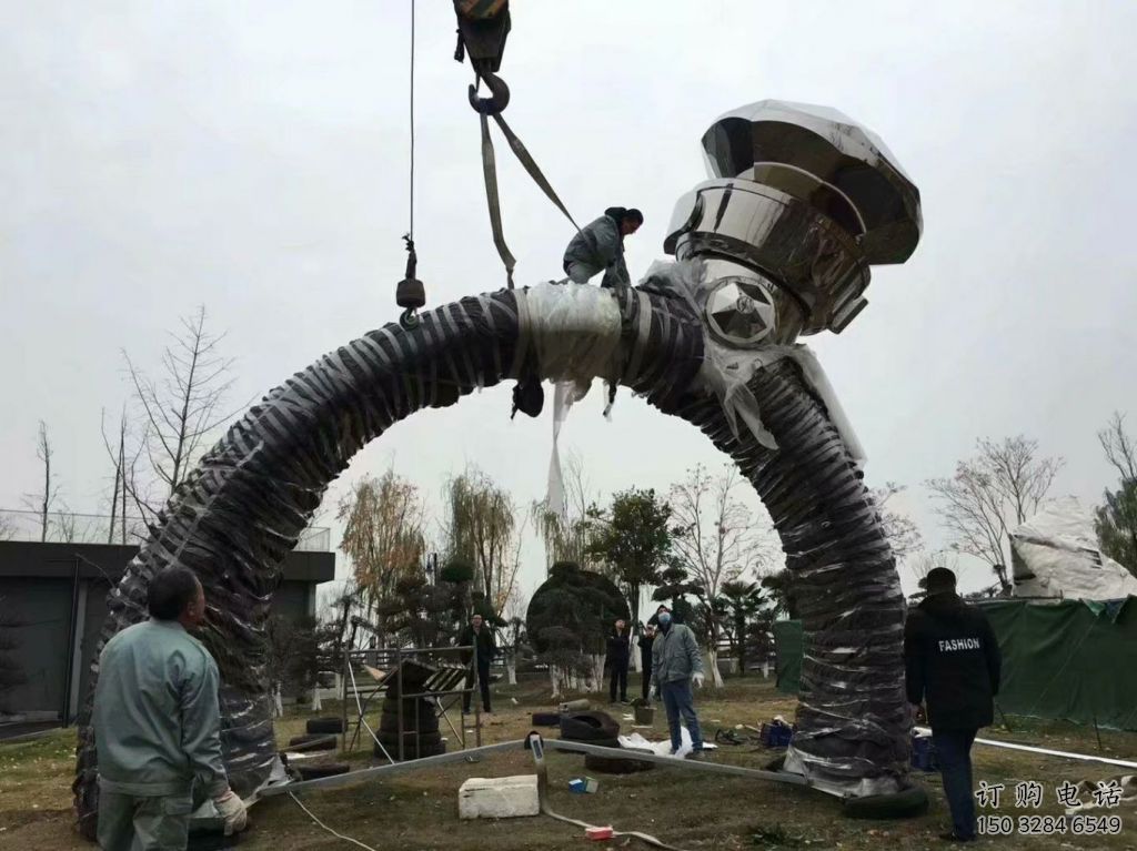 觀賞型現代指環雕塑 大型別墅區標識雕塑 彩繪戒指環雕塑