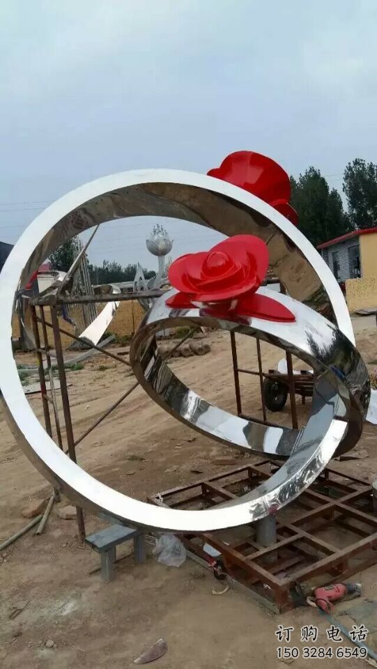 選定鑄造指環雕塑 中式村口戒指環雕塑 標識雕塑實景圖