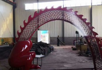 大門雕塑 抽象藝術雕塑 烤漆拱門雕塑實景圖