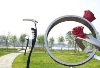 房地產(chǎn)指環(huán)雕塑廠家 剪影標(biāo)識雕塑 鍛造戒指環(huán)雕塑