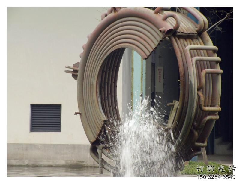 旱地噴泉雕塑，抽象圓環水景理念