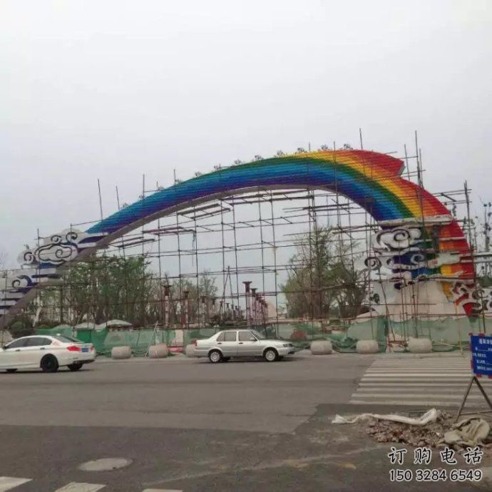 祥云大門雕塑，城市地標建筑，不銹鋼祥云大門雕塑