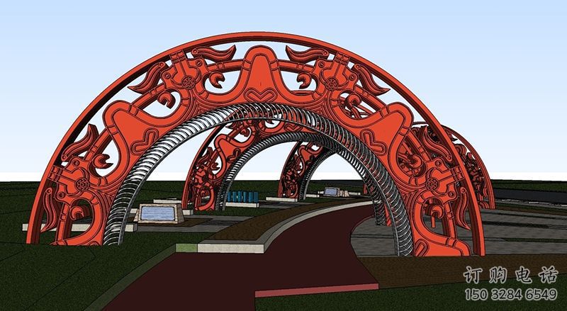 廣場拱門雕塑，烤漆工藝，不銹鋼景觀門頭雕塑