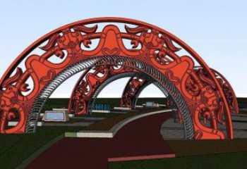 廣場(chǎng)拱門(mén)雕塑，烤漆工藝，不銹鋼景觀門(mén)頭雕塑