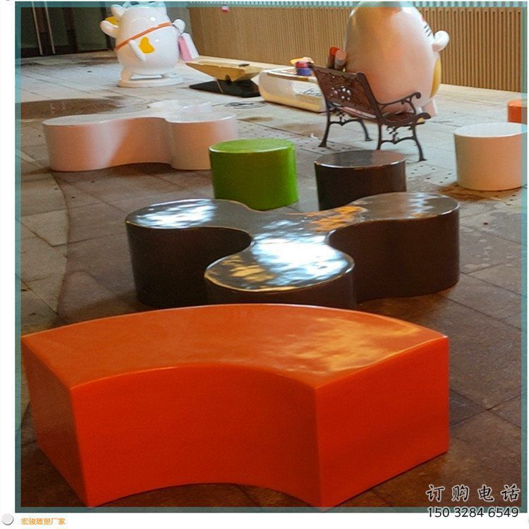 玻璃鋼幾何造型坐凳雕塑制作