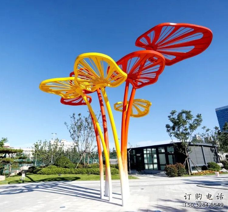 不銹鋼鏤空樹葉廊架雕塑制作