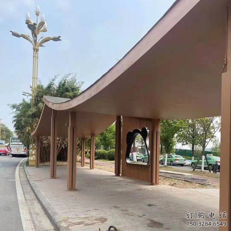 不銹鋼長廊廊架雕塑，公園休閑地