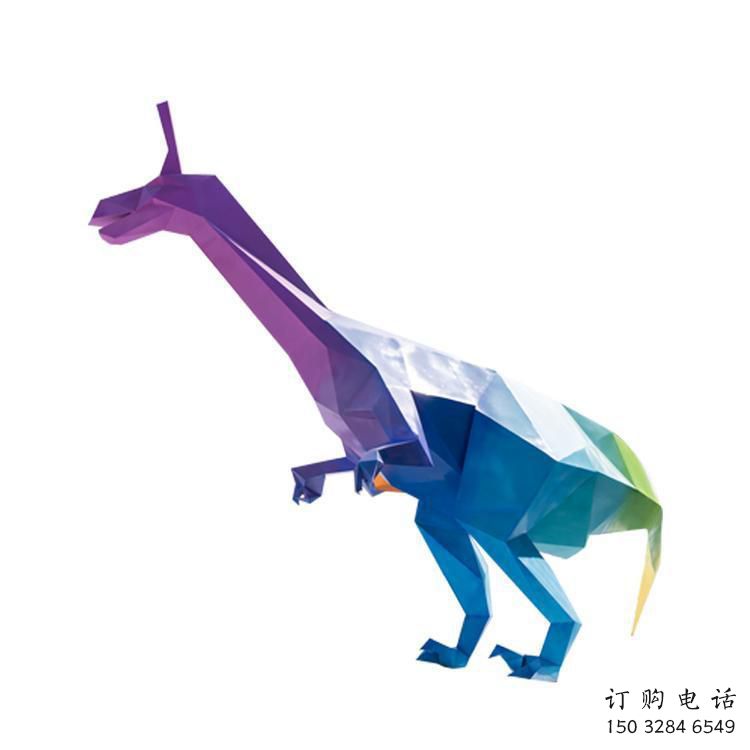幾何恐龍雕塑精品，白鋼構件，別墅烤漆恐龍雕塑生產(chǎn)