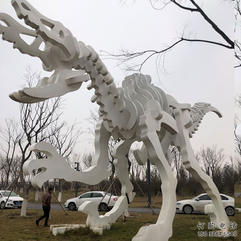 鏤空恐龍雕塑展品，金屬制作，恐龍骨架雕塑精品