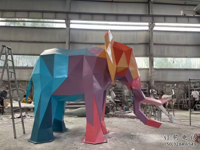 鋼鑄大象雕塑常用，金屬組合，景觀烤漆大象雕塑定價