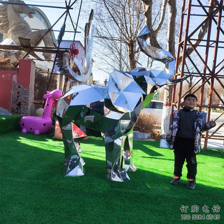 亮面大象雕塑制造商，城區(qū)小品，鏡面大象雕塑定制