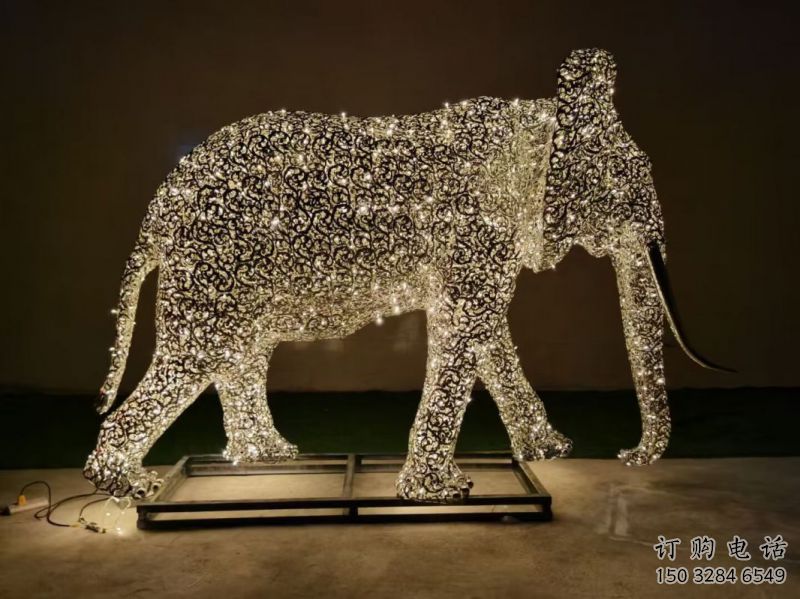 戶外大象雕塑通用，多彩藝術，鏤空大象雕塑供應