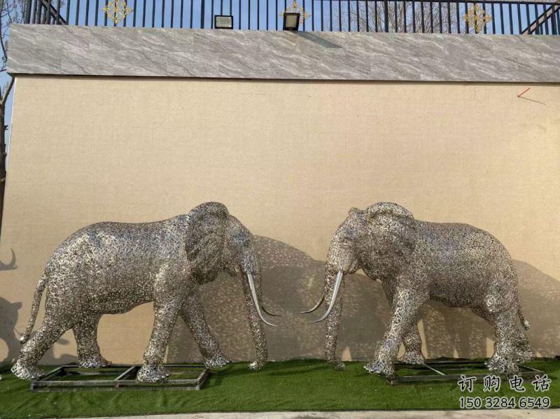 門口大象雕塑點擊，地標擺件，鏤空大象雕塑承接