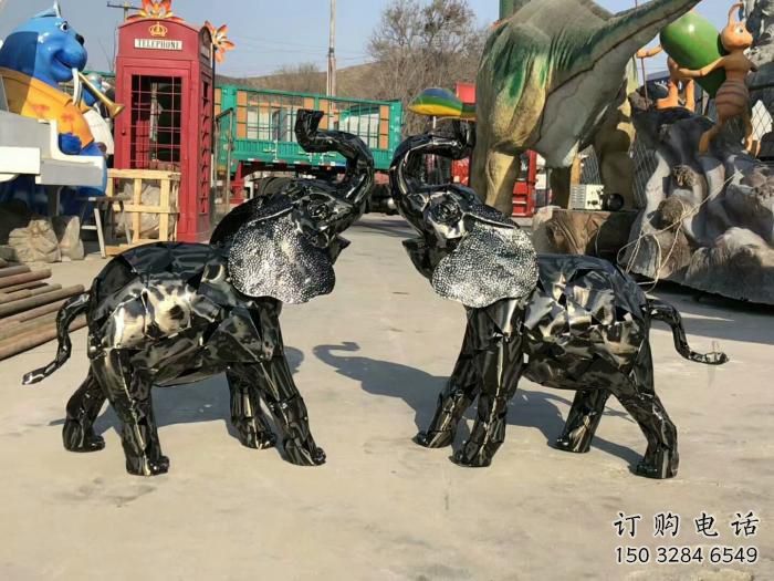 大象雕塑預(yù)定，小區(qū)擺件，鐵藝大象雕塑主題