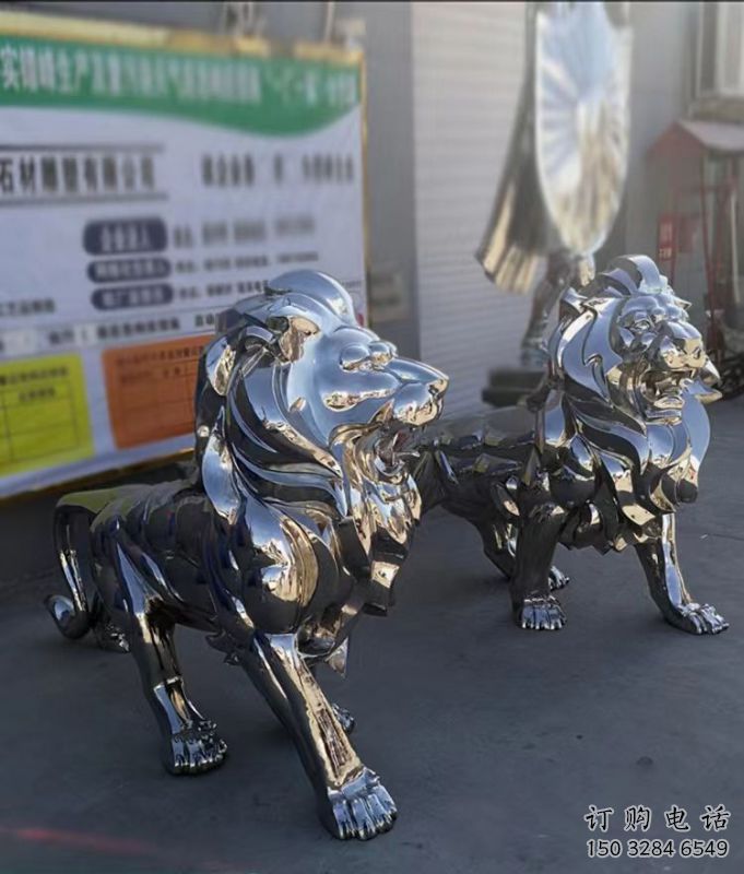 雕塑獅子景觀制造，街景小品，不銹鋼獅子雕塑優(yōu)價(jià)