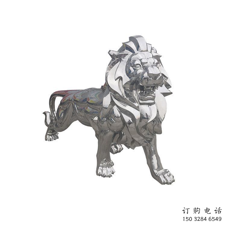 鏡面獅子雕塑生產，景區案例，不銹鋼拋光獅子雕塑優選