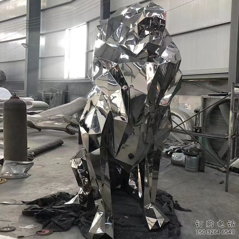 制造獅子雕塑，動物擺件，鏡面不銹鋼獅子雕塑精選