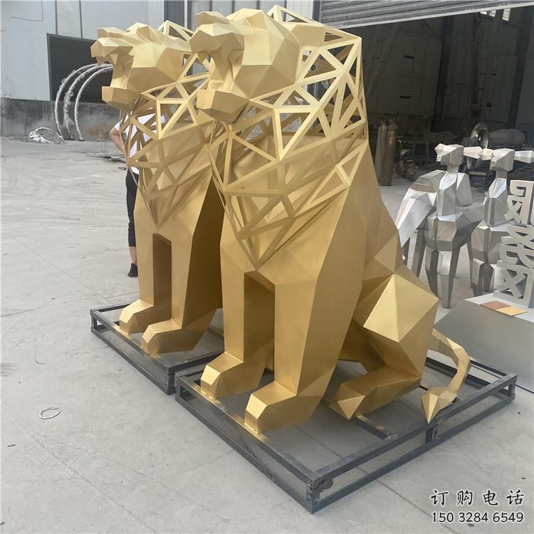 廣場獅子雕塑批發，動物系列，不銹鋼獅子雕塑制作