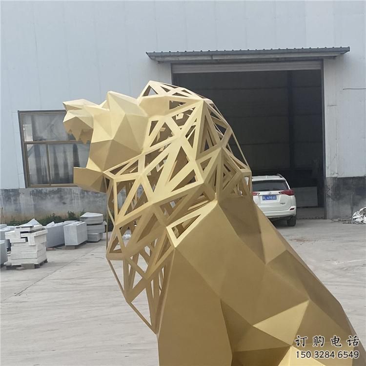 獅子雕塑擺件，烤漆工藝制作，大型不銹鋼獅子雕塑公司