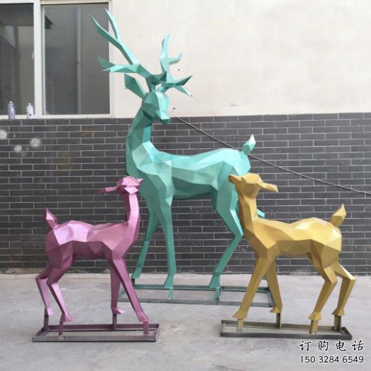 主題小鹿雕塑優(yōu)選，多彩藝術(shù)，抽象烤漆小鹿雕塑選用
