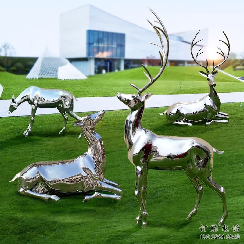 雕塑小鹿景觀制造，街景小品，鏡面小鹿雕塑優價