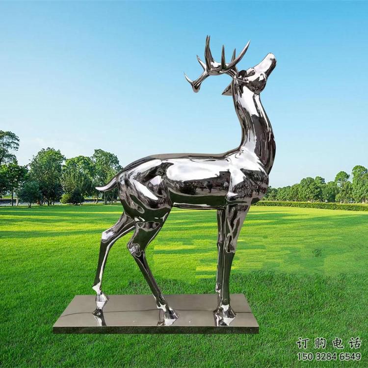 景觀小鹿雕塑供需，白鋼制作，大型鏡面小鹿雕塑公司
