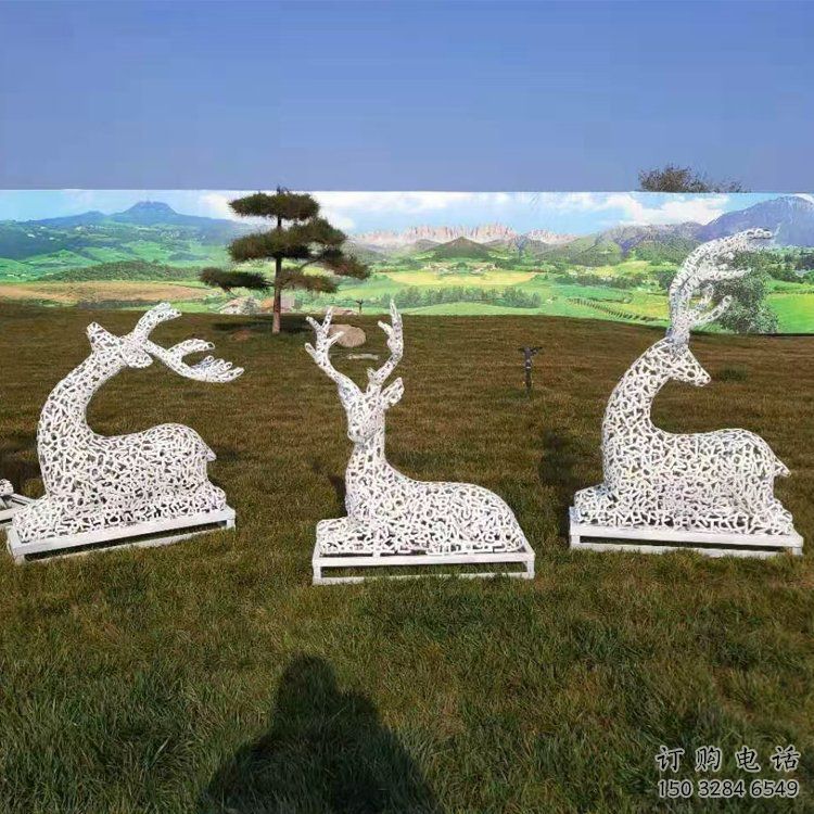 小鹿雕塑工廠選用，街道標識，園林鏤空小鹿雕塑批發