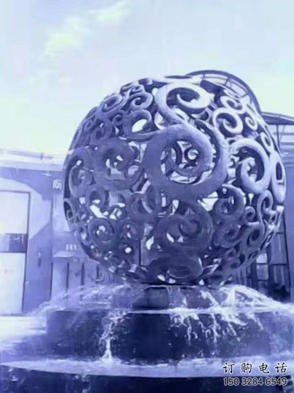 鏤空球噴泉雕塑，花樣水景組合，旱地噴泉體系
