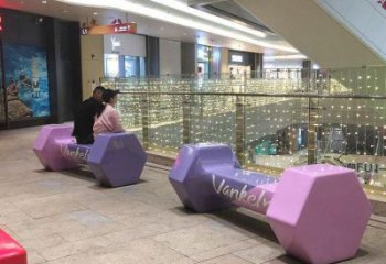 坐凳雕塑，休憩景觀小品，啞鈴坐凳雕塑廠家