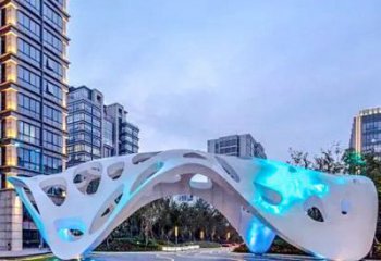 抽象美學(xué)景觀(guān)不銹鋼廊架雕塑