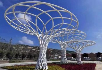 魚簍廊架雕塑，鏤空結構，不銹鋼管廊架雕塑