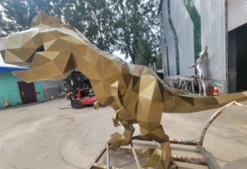 景觀恐龍雕塑供應(yīng)，公園雕塑，金屬幾何恐龍雕塑制作
