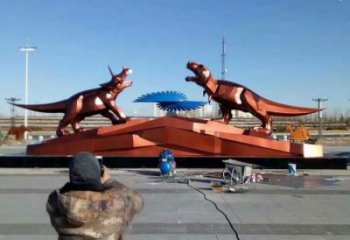 恐龍雕塑服務商，景觀雕塑，戶外幾何恐龍雕塑訂做