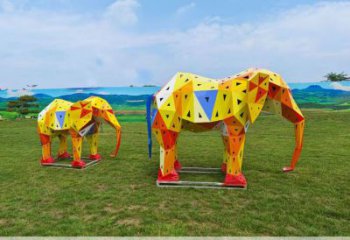 金屬大象雕塑制作觀賞型，城市裝飾，空間烤漆大象雕塑標準