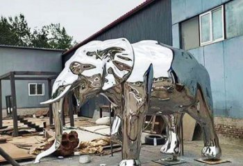 大型大象雕塑制作，動物小品，鏡面大象雕塑提供