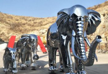 金屬大象雕塑廠家，動物景觀雕塑，不銹鋼動物雕塑提供